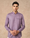 Manyavar Men Purple Cotton Short Kurta