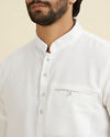 Manyavar Men Lustrous White Cotton Short Kurta