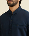 Manyavar Men Lustrous Dark Blue Cotton Short Kurta