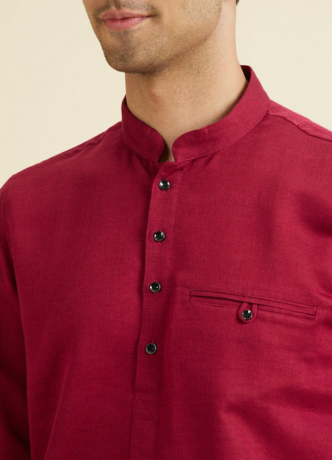 Manyavar Men Maroon Splendour Short Kurta