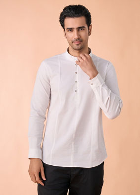 Manyavar Men Elegant White Short Kurta