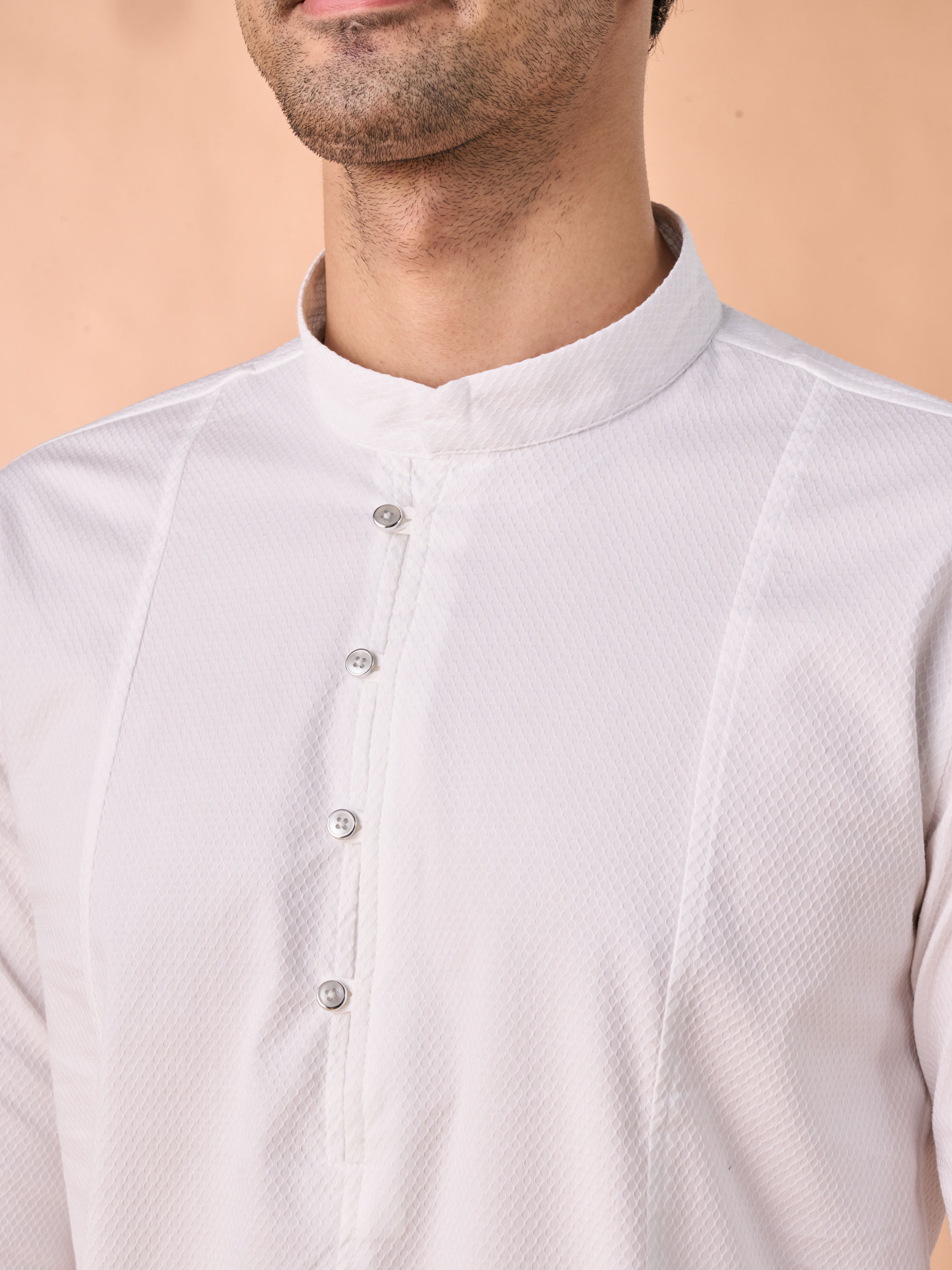 Manyavar Men Elegant White Short Kurta
