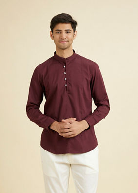 Manyavar Men Maroon Elegance Short Kurta