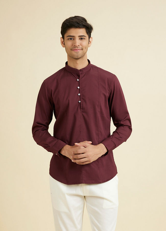 Manyavar Men Maroon Elegance Short Kurta