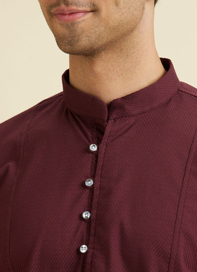 Manyavar Men Maroon Elegance Short Kurta