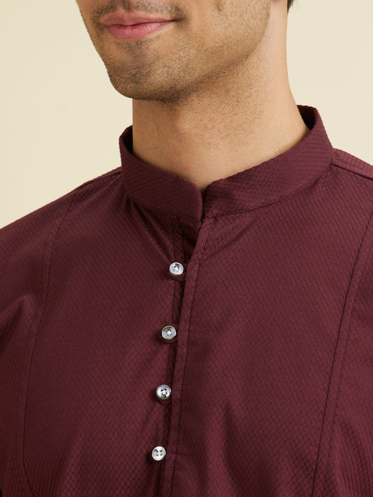 Manyavar Men Maroon Elegance Short Kurta