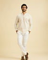 Manyavar Men Exquisite Cream Linen Kurta