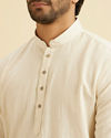 Manyavar Men Beige Linen Elegance Kurta