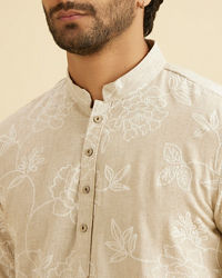 Manyavar Men Beige Elegance Kurta