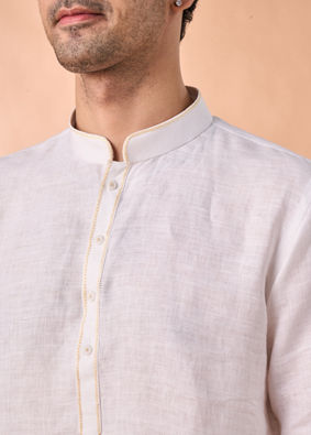Manyavar Men Warm White Elegance Short Kurta