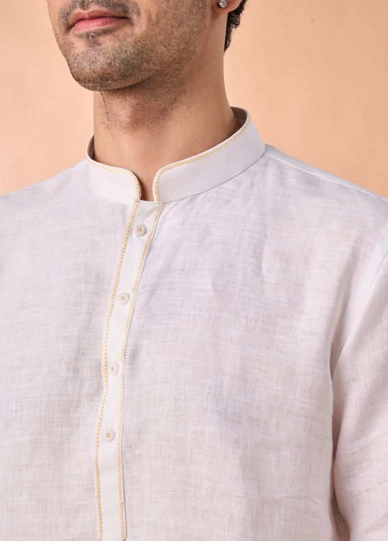 Manyavar Men Warm White Elegance Short Kurta