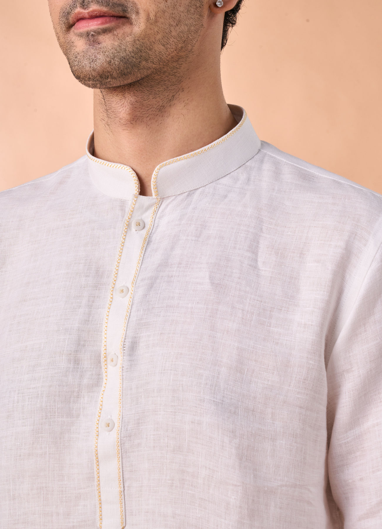 Manyavar Men Warm White Elegance Short Kurta