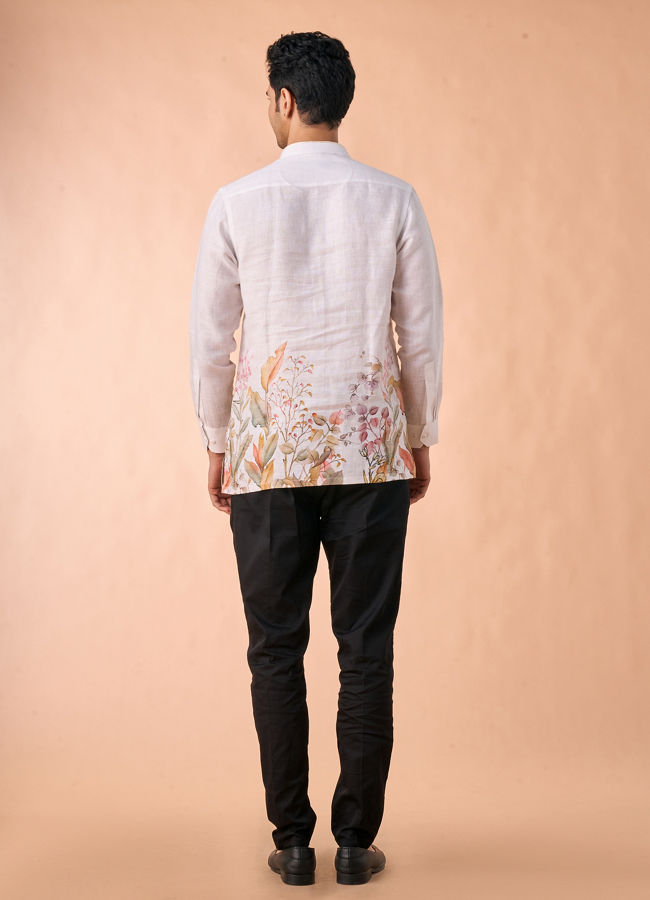 Manyavar Men Warm White Elegance Short Kurta