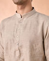 Manyavar Men Elegant Beige Linen Short Kurta