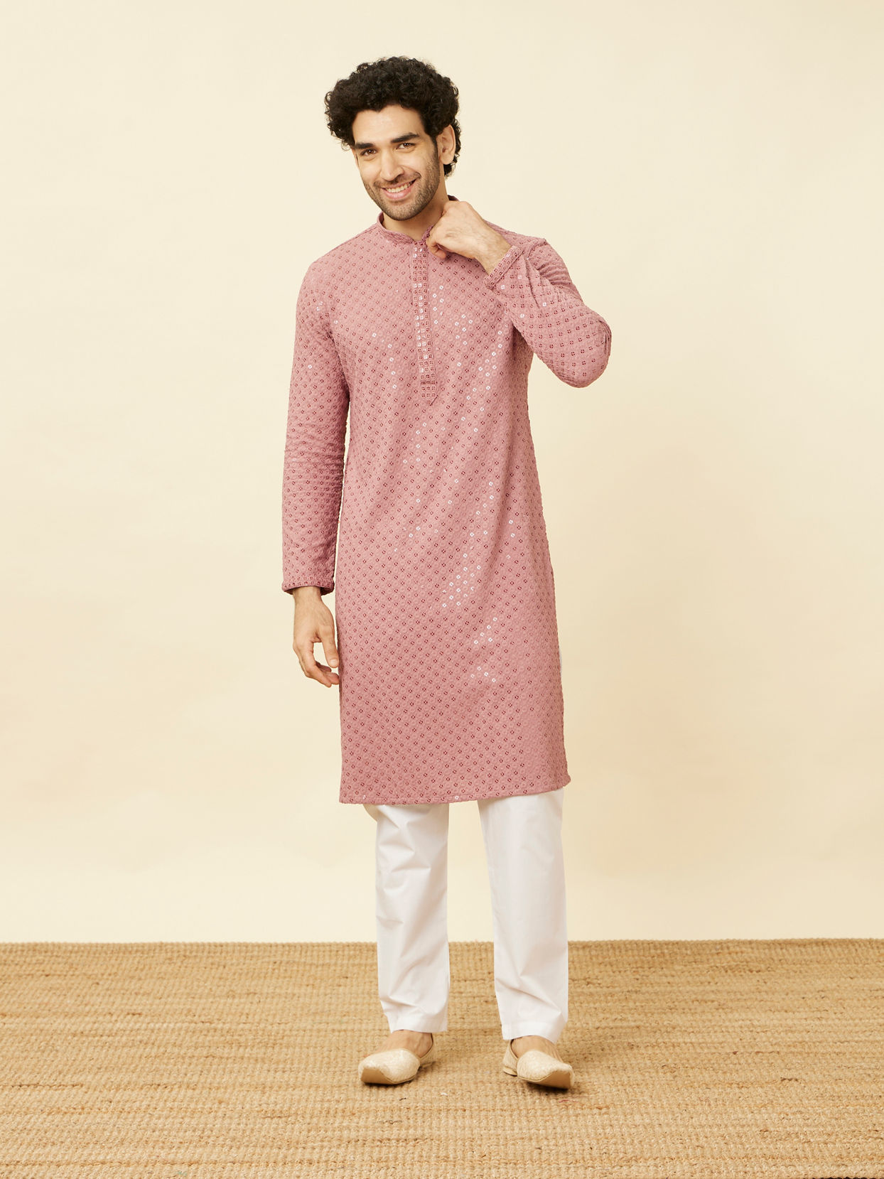 alt message - Manyavar Men Off White Pajama image number 4