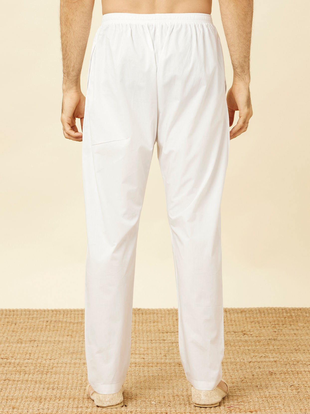 alt message - Manyavar Men Off White Pajama image number 3