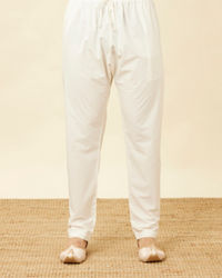 Manyavar Men Off White Pencil Cut Pajama