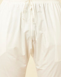 Manyavar Men Off White Pencil Cut Pajama