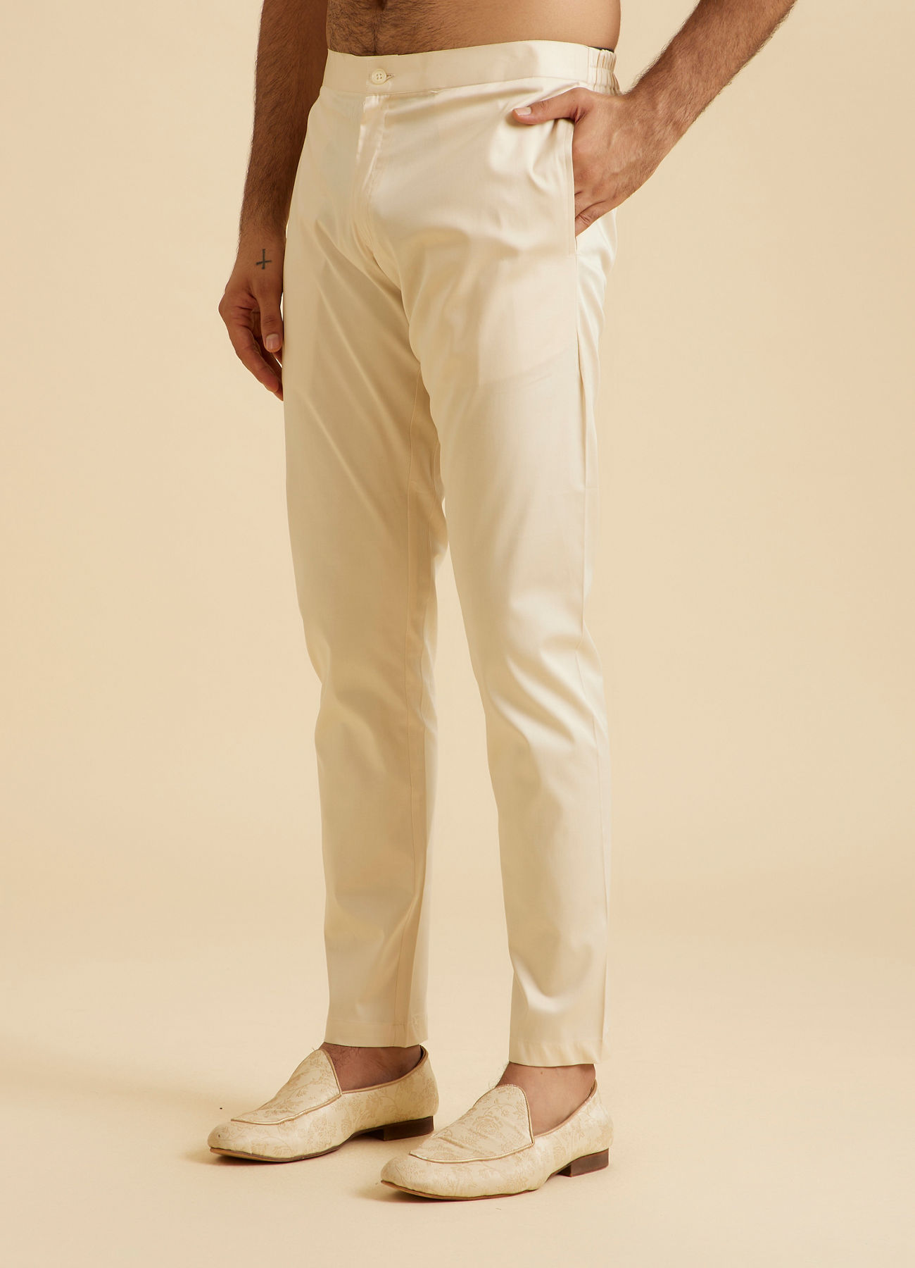 Manyavar Men Beige Elegance Pant