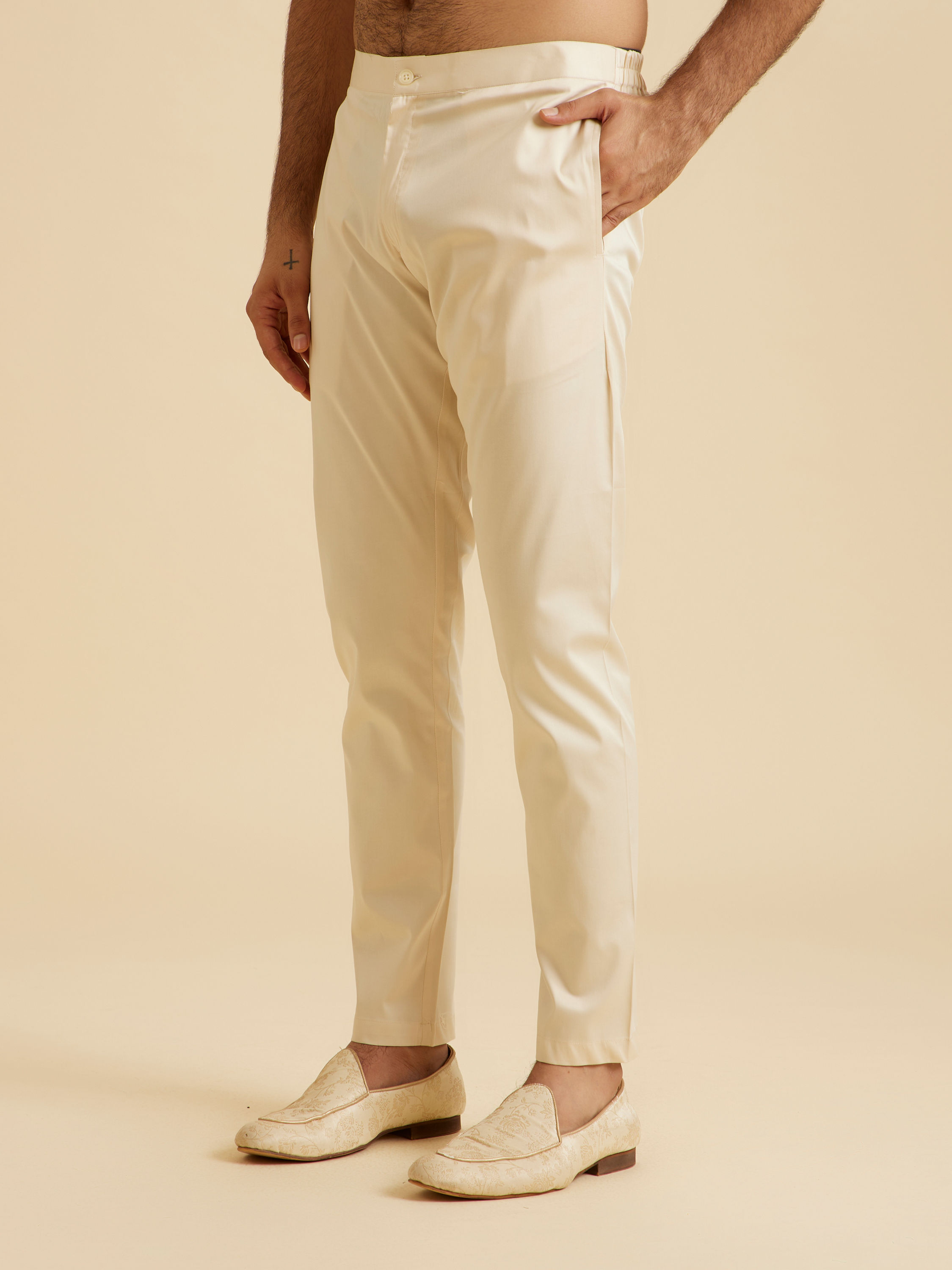 Manyavar Men Beige Elegance Pant