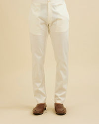 Manyavar Men Warm White Pencil Cut Trouser