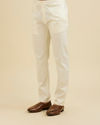 Manyavar Men Warm White Pencil Cut Trousers