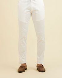 Manyavar Men Snow White Pencil Cut Trousers