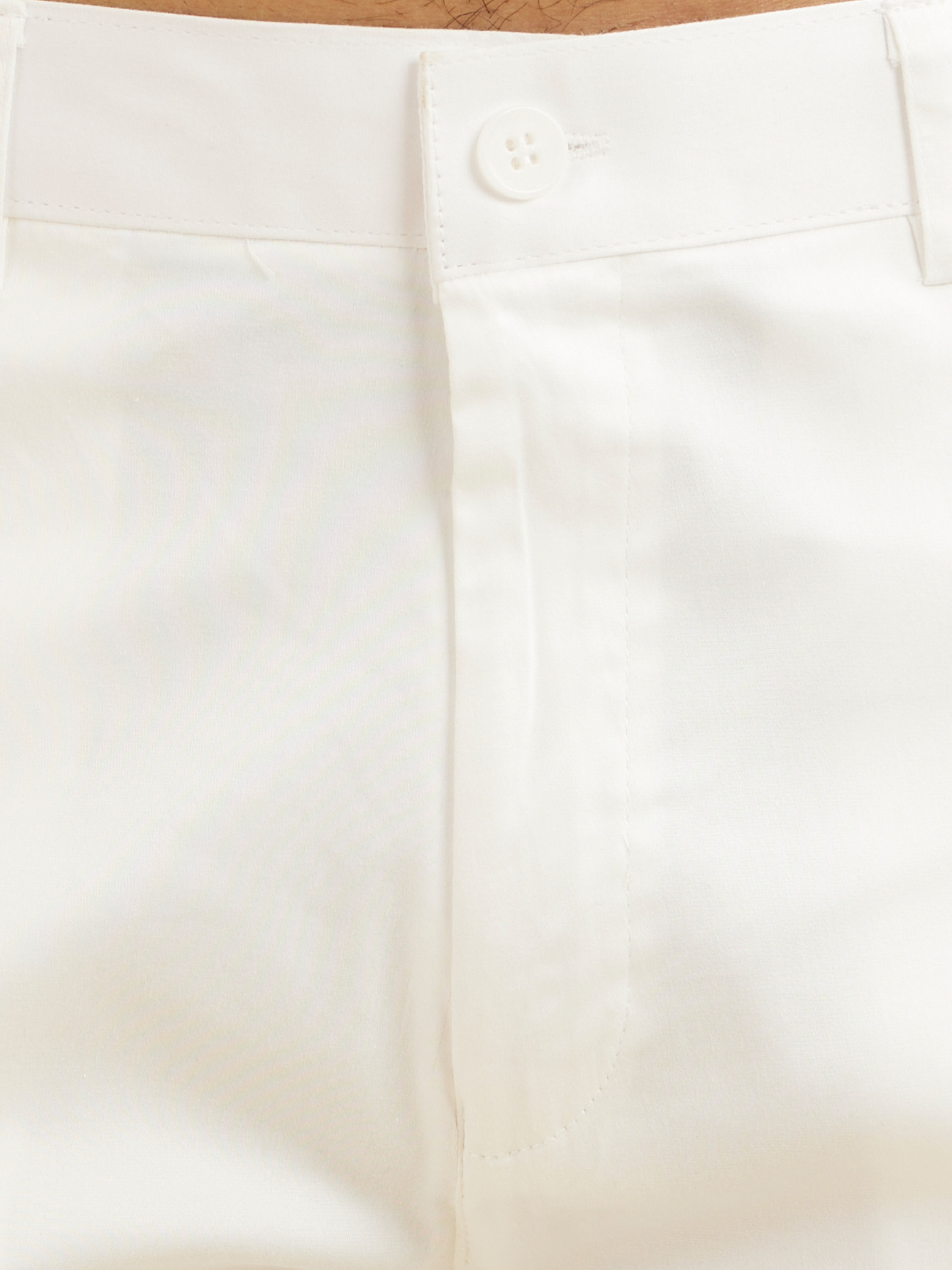 Manyavar Men Snow White Pencil Cut Trousers