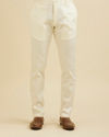 Manyavar Men Warm White Pencil Cut Trousers