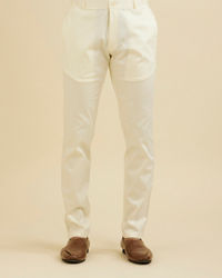 Manyavar Men Warm White Pencil Cut Trousers