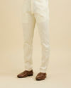 Manyavar Men Warm White Pencil Cut Trousers