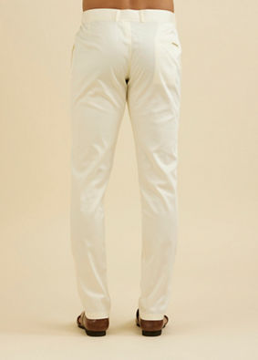 Manyavar Men Warm White Pencil Cut Pant image number 3