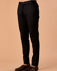 Manyavar Men Flawless Black Cotton Pant