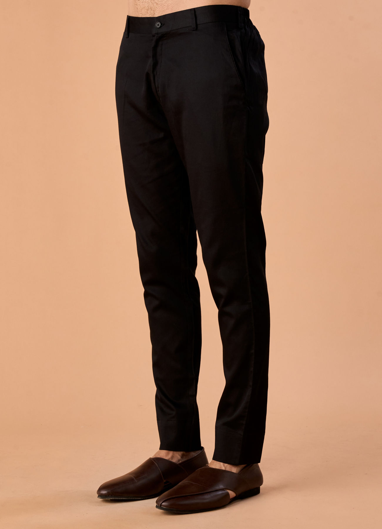 Manyavar Men Flawless Black Cotton Pant
