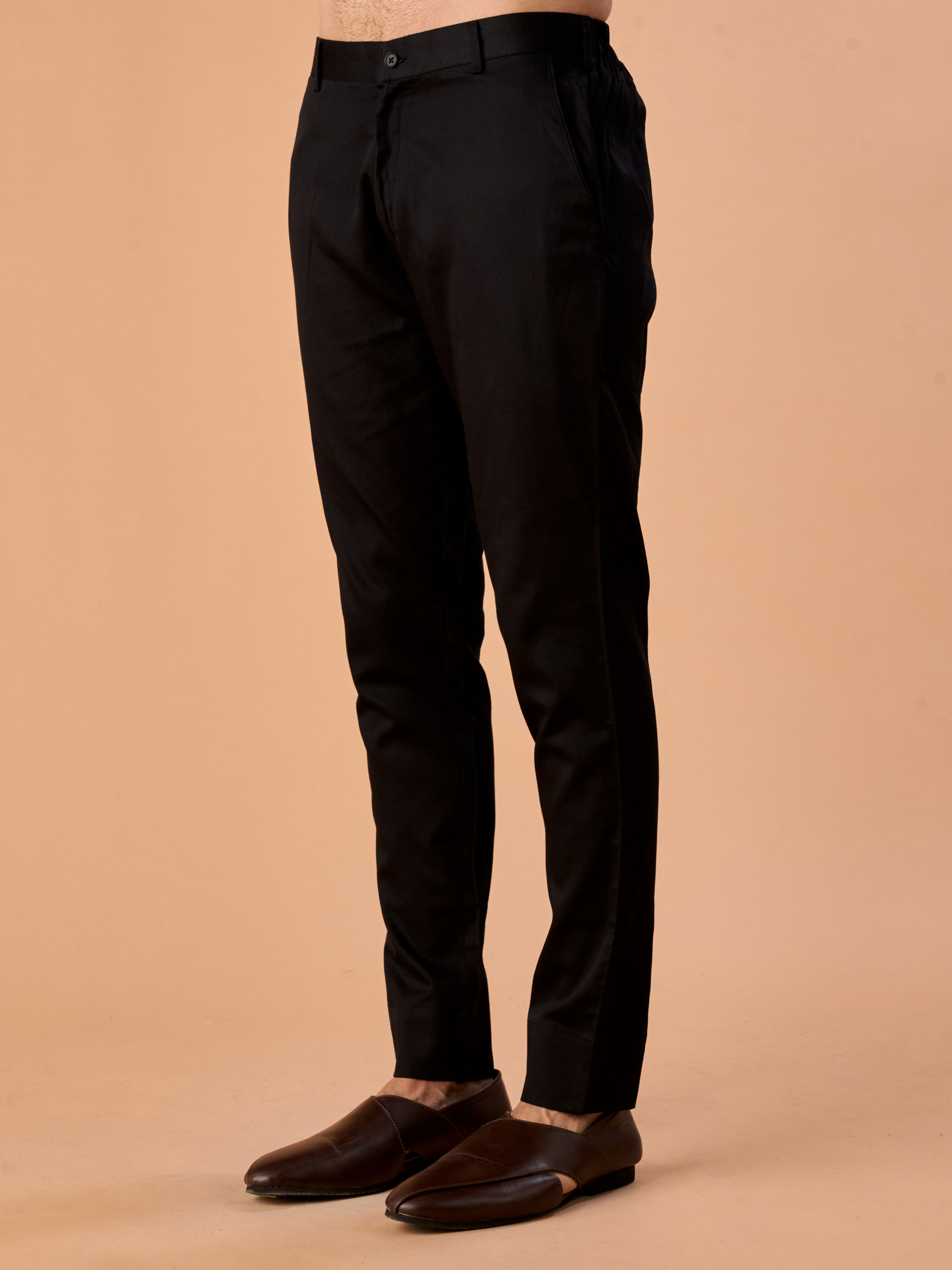 Manyavar Men Flawless Black Cotton Pant