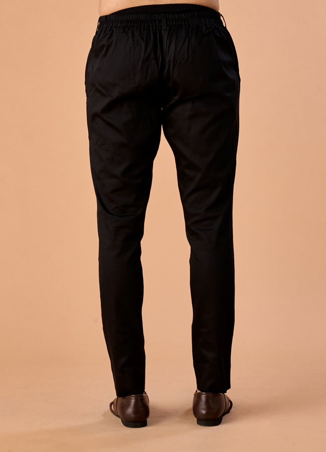 Manyavar Men Flawless Black Cotton Pant