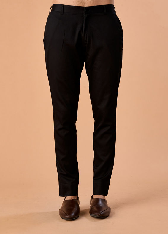 Manyavar Men Flawless Black Cotton Pant