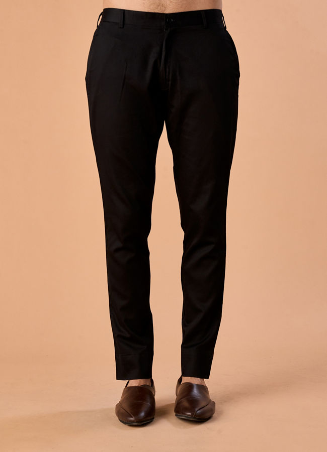 Manyavar Men Flawless Black Cotton Pant