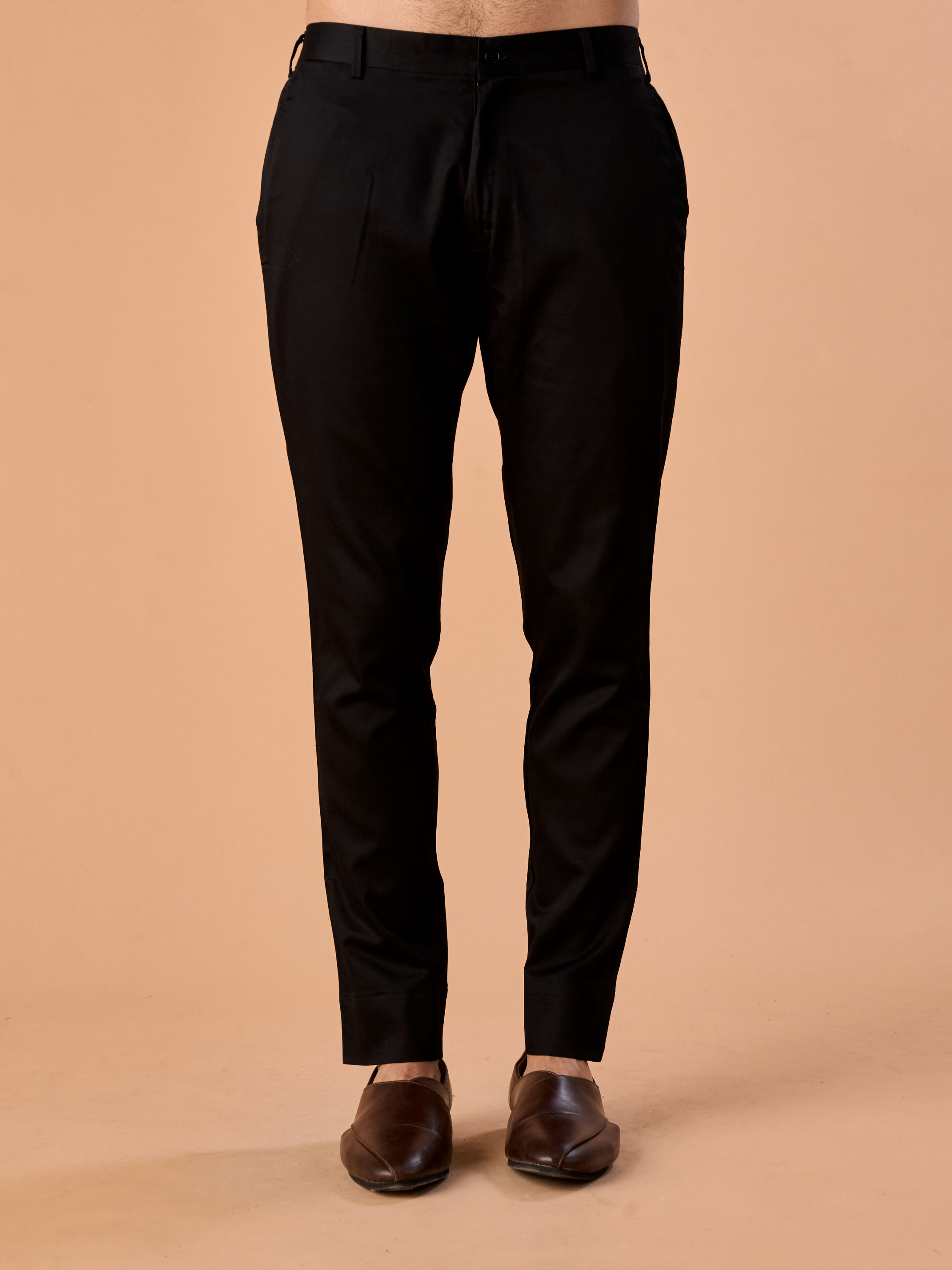 Manyavar Men Flawless Black Cotton Pant