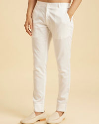 Manyavar Men White Cotton Pant