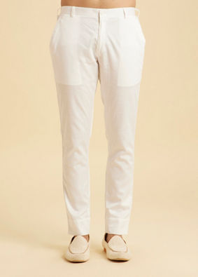 Manyavar Men White Cotton Pant