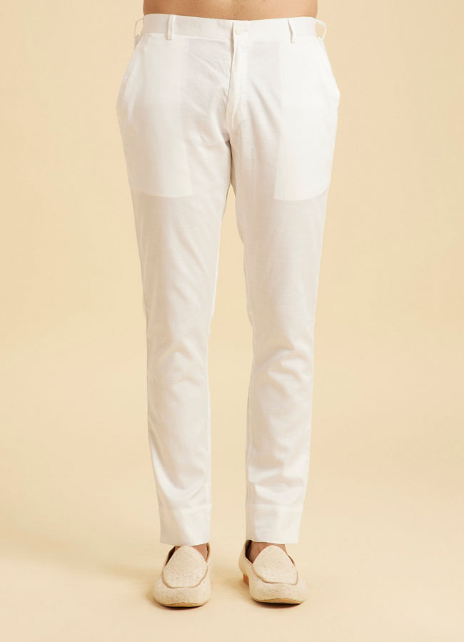 Manyavar Men White Cotton Pant