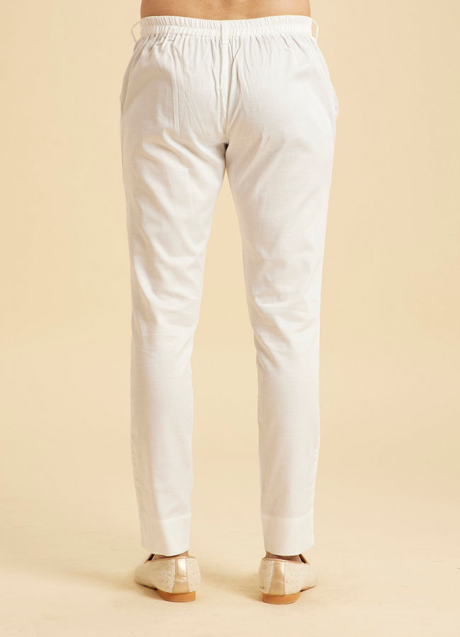Manyavar Men White Cotton Pant