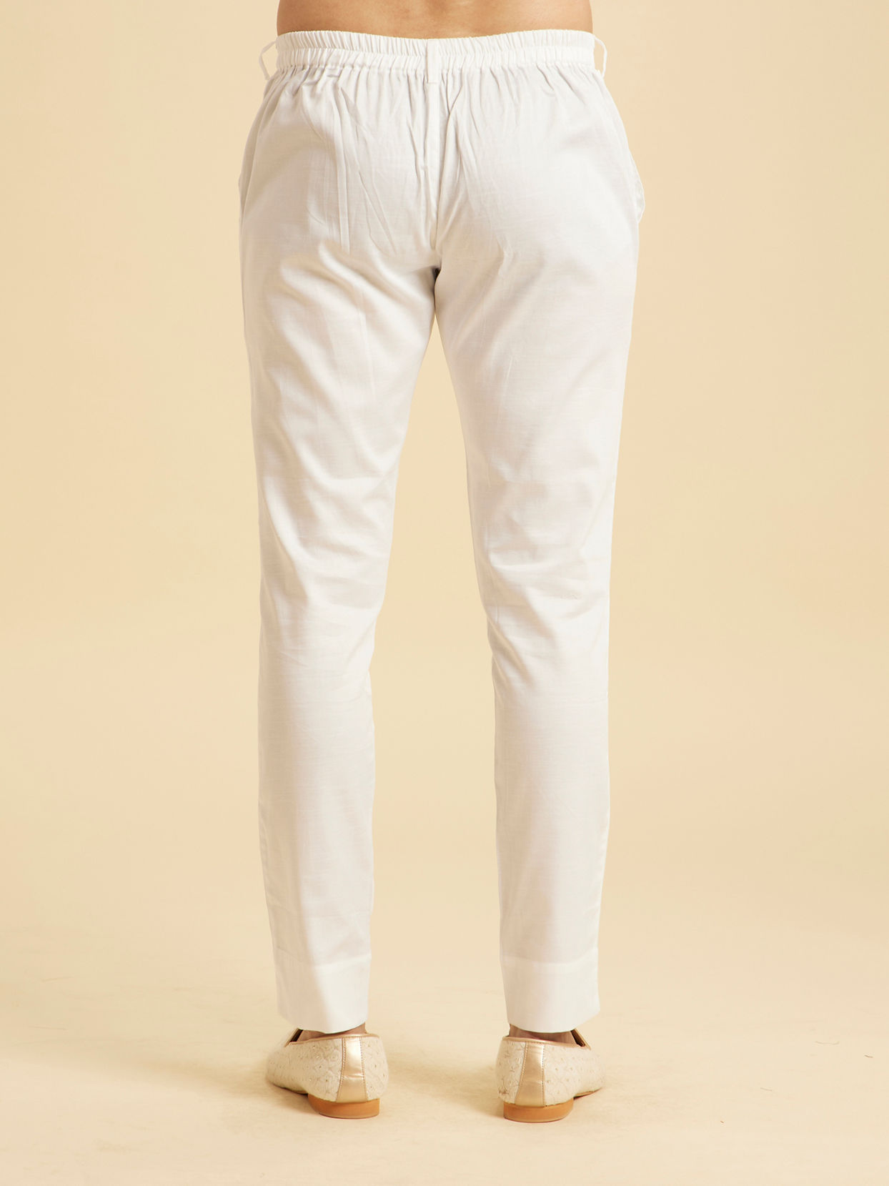 Manyavar Men White Cotton Pant