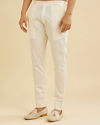 Manyavar Men Soft Cream Pencil Cut Trousers
