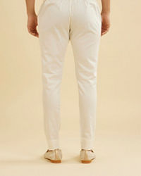 Manyavar Men Soft Cream Pencil Cut Trousers