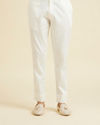 Manyavar Men Cream Cotton Plain Pant