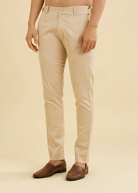 Manyavar Men Beige Sophistication Cotton Lower