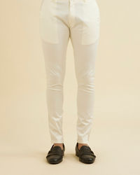 Manyavar Men Snow White Pencil Cut Trousers
