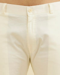 Manyavar Men Snow White Pencil Cut Trousers